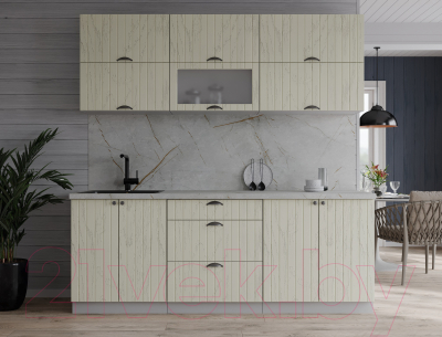 Кухонный гарнитур Интерлиния Берес 1.9Б (дуб снежный/серый каспий)