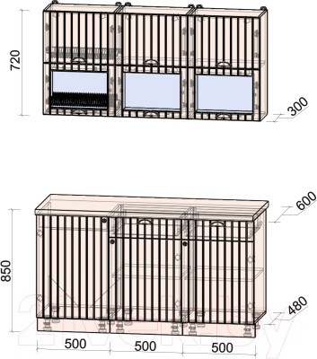 Готовая кухня Интерлиния Берес 1.5Б