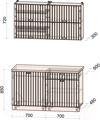 Готовая кухня Интерлиния Берес 1.4Б