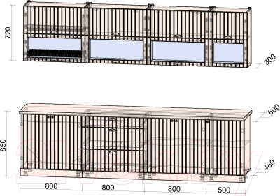 Готовая кухня Интерлиния Берес 2.9Б