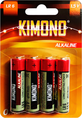 Комплект батареек Kimono Alkaline LR6/BL4 AA 1.5B - фото