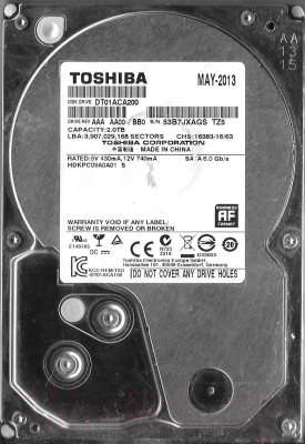 Жесткий диск Toshiba 2TB (HDKPC09A0A01) - фото