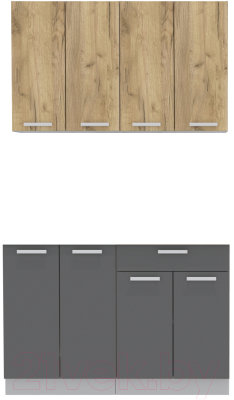 Кухонный гарнитур Интерлиния Мила Лайт 1.2 без столешницы (дуб золотой/антрацит) - фото