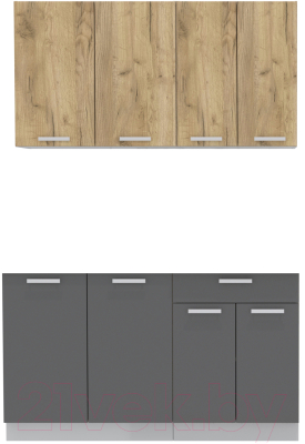 Кухонный гарнитур Интерлиния Мила Лайт 1.4 без столешницы (дуб золотой/антрацит) - фото