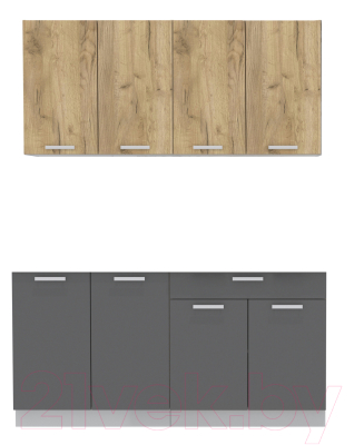 Кухонный гарнитур Интерлиния Мила Лайт 1.6 без столешницы (дуб золотой/антрацит) - фото