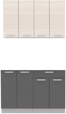 Кухонный гарнитур Интерлиния Мила Лайт 1.2 без столешницы (вудлайн кремовый/антрацит) - фото