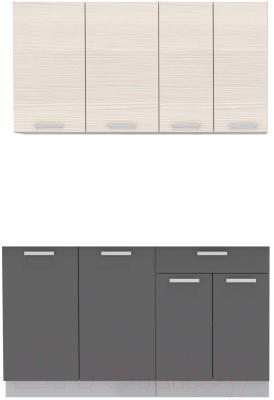 Кухонный гарнитур Интерлиния Мила Лайт 1.4 без столешницы (вудлайн кремовый/антрацит) - фото