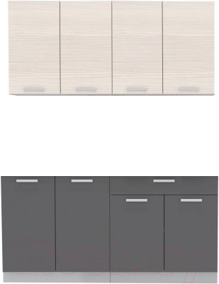 Кухонный гарнитур Интерлиния Мила Лайт 1.6 без столешницы (вудлайн кремовый/антрацит) - фото