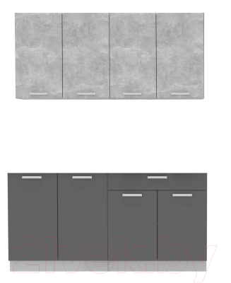 Кухонный гарнитур Интерлиния Мила Лайт 1.6 без столешницы (бетон/антрацит) - фото