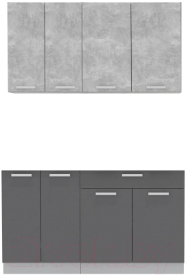 Кухонный гарнитур Интерлиния Мила Лайт 1.4-60 без столешницы (бетон/антрацит) - фото