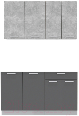 Кухонный гарнитур Интерлиния Мила Лайт 1.4 без столешницы (бетон/антрацит) - фото