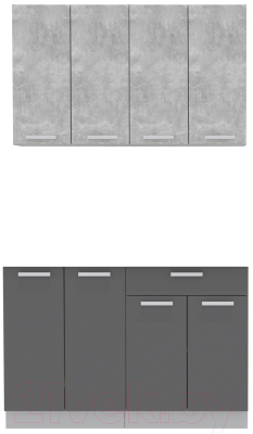 Кухонный гарнитур Интерлиния Мила Лайт 1.2 без столешницы (бетон/антрацит) - фото