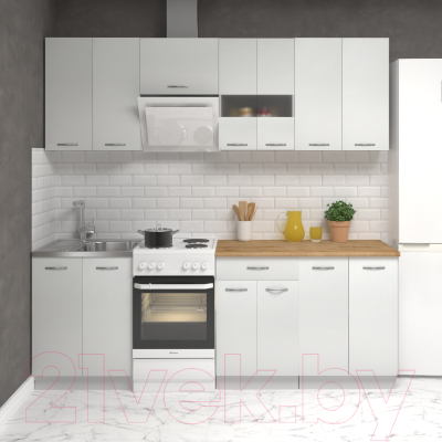 Кухонный гарнитур Mio Tesoro Экстра-лайт 2.2 (белый/дуб бунратти)