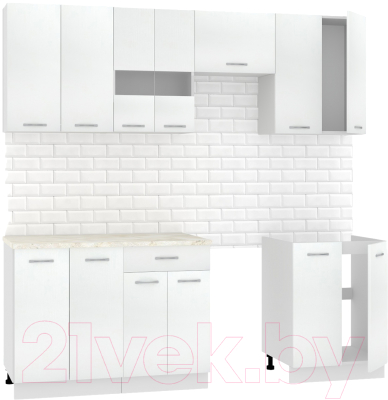 Кухонный гарнитур Mio Tesoro Экстра-лайт 2.2 (белый/королевский опал) - фото