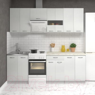 Кухонный гарнитур Mio Tesoro Экстра-лайт 2.2 (белый/королевский опал)