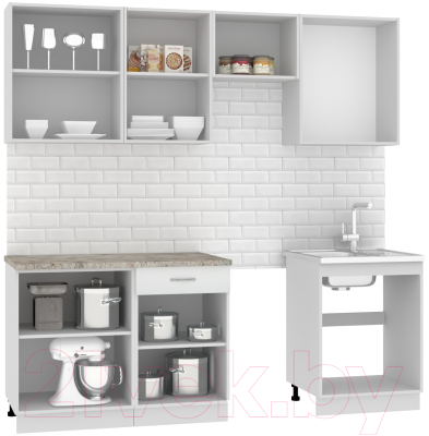 Кухонный гарнитур Mio Tesoro Экстра-лайт 2.2 (белый/марсель)