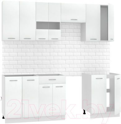 Кухонный гарнитур Mio Tesoro Экстра-лайт 2.2 без столешницы (белый) - фото