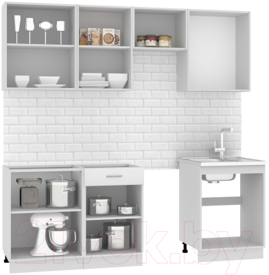 Кухонный гарнитур Mio Tesoro Экстра-лайт 2.2 без столешницы (белый)