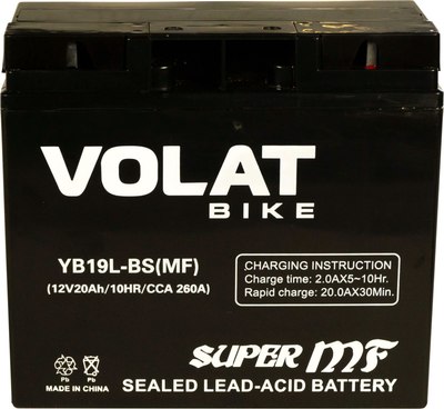 Мотоаккумулятор VOLAT YB19L-BS MF R+ - фото
