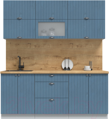 Кухонный гарнитур Интерлиния Берес 1.9Б (дуб лазурный/дуб бунратти) - фото