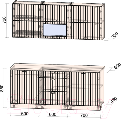 Кухонный гарнитур Интерлиния Берес 1.9Б (дуб лазурный/дуб бунратти)
