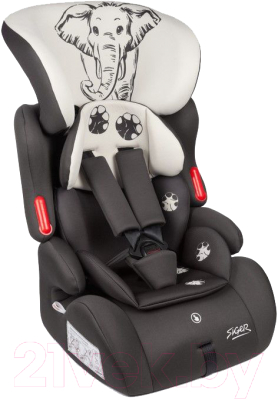 Автокресло Siger Космо Lux Animals Слон (серый/бежевый) - фото