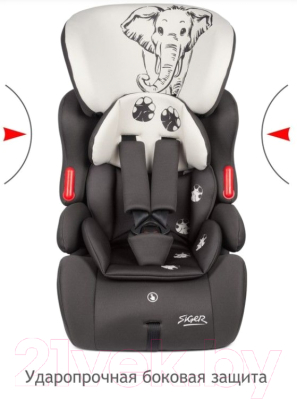Автокресло Siger Космо Lux Animals Слон (серый/бежевый)