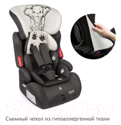Автокресло Siger Космо Lux Animals Слон (серый/бежевый)