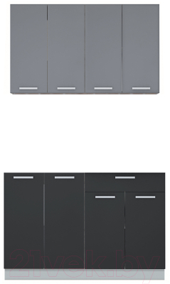 Кухонный гарнитур Интерлиния Мила Лайт 1.2 без столешницы (серебристый/антрацит) - фото