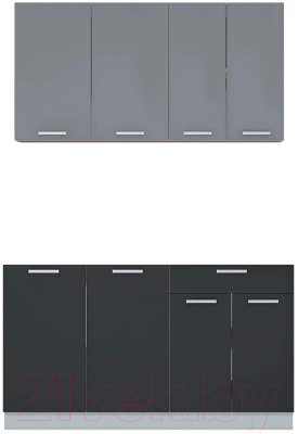 Кухонный гарнитур Интерлиния Мила Лайт 1.4 без столешницы (серебристый/антрацит) - фото