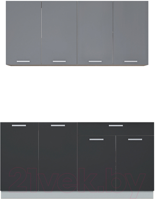 Кухонный гарнитур Интерлиния Мила Лайт 1.6 без столешницы (серебристый/антрацит) - фото