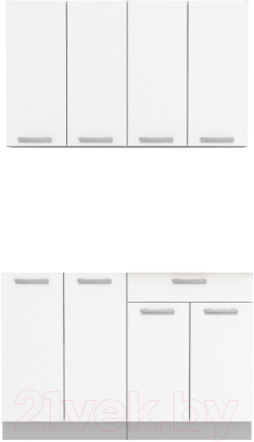Кухонный гарнитур Интерлиния Мила Лайт 1.2 без столешницы (белый платинум) - фото
