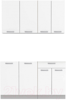 Кухонный гарнитур Интерлиния Мила Лайт 1.4 без столешницы (белый платинум) - фото