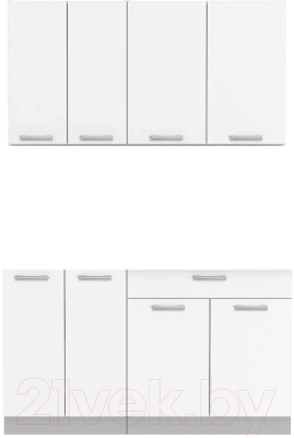 Кухонный гарнитур Интерлиния Мила Лайт 1.4-60 без столешницы (белый платинум) - фото