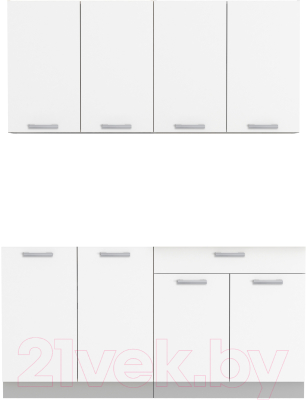 Кухонный гарнитур Интерлиния Мила Лайт 1.6 без столешницы (белый платинум) - фото
