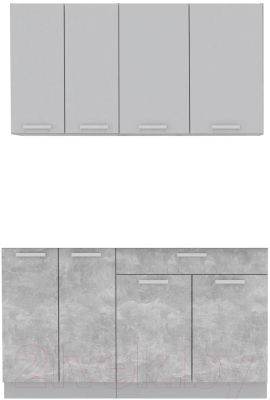 Кухонный гарнитур Интерлиния Мила Лайт 1.4-60 без столешницы (серебристый/бетон) - фото