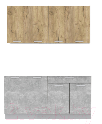 Кухонный гарнитур Интерлиния Мила Лайт 1.6 без столешницы (дуб золотой/бетон) - фото