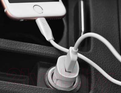 Зарядное устройство автомобильное Hoco Z2 + кабель AM-8pin Lightning / 6957531067771
