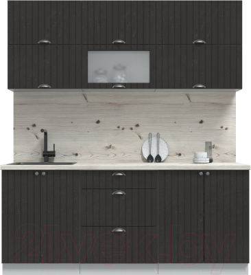 Кухонный гарнитур Интерлиния Берес 1.9Б (дуб английский/бискайская сосна) - фото