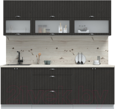 Кухонный гарнитур Интерлиния Берес 2.2Б (дуб английский/бискайская сосна) - фото