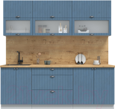 Кухонный гарнитур Интерлиния Берес 2.2Б (дуб лазурный/дуб бунратти) - фото