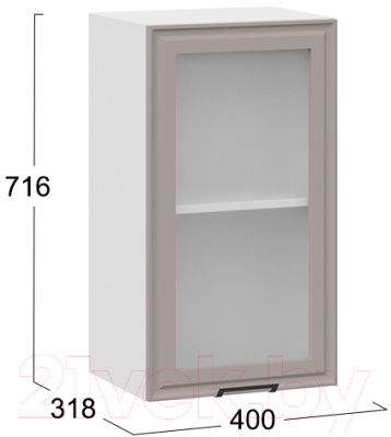 Шкаф навесной для кухни ТриЯ Белладжио 1В4С (белый/софт капучино)