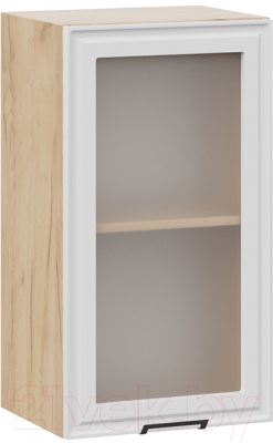 Шкаф навесной для кухни ТриЯ Белладжио 1В4С (дуб крафт золотой/фон белый) - фото