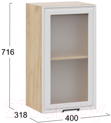 Шкаф навесной для кухни ТриЯ Белладжио 1В4С (дуб крафт золотой/фон белый)