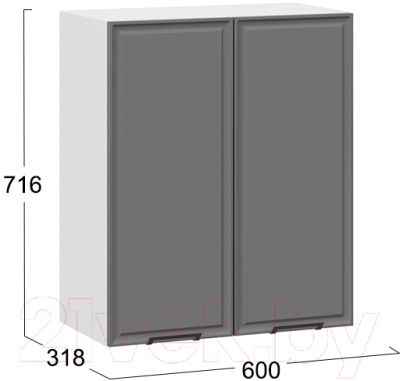 Шкаф навесной для кухни ТриЯ Белладжио 1В6 (белый/софт графит)
