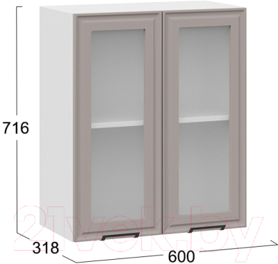 Шкаф навесной для кухни ТриЯ Белладжио 1В6С (белый/софт капучино)