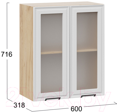 Шкаф навесной для кухни ТриЯ Белладжио 1В6С (дуб крафт золотой/фон белый)