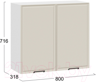 Шкаф навесной для кухни ТриЯ Белладжио 1В8 (белый/софт панакота)