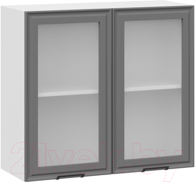 Шкаф навесной для кухни ТриЯ Белладжио 1В8С (белый/софт графит) - фото