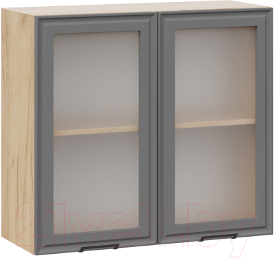 Шкаф навесной для кухни ТриЯ Белладжио 1В8С (дуб крафт золотой/софт графит) - фото